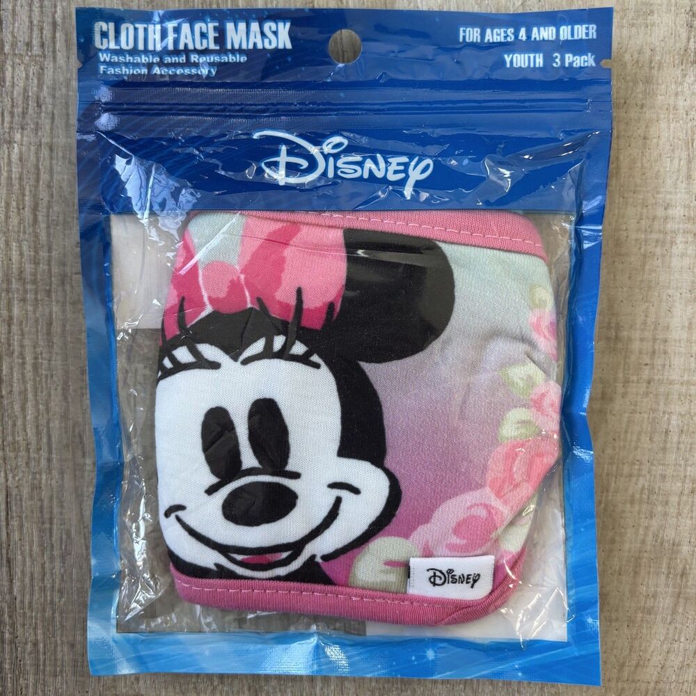 Disney Minnie & Mickey Mouse Kids Cloth Face Masks Washable Reusable New 5 Packs - Picture 2 of 14